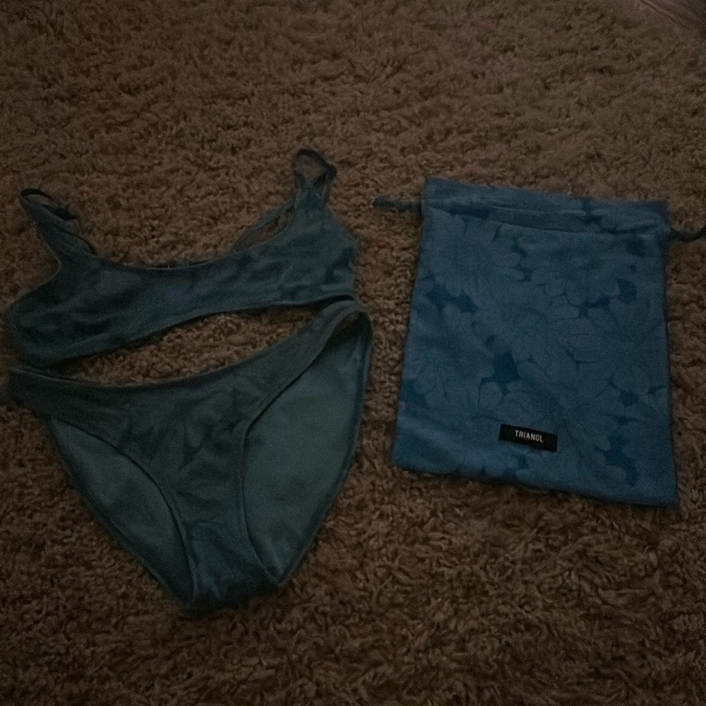Blue Flower Triangl Bathing Suit